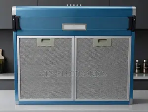 Modern Blue Kitchen Extractor Hood With Dual Mesh Filters