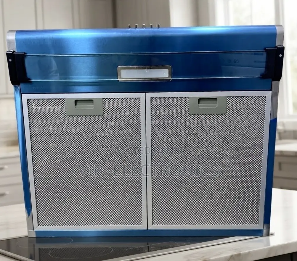 Modern Blue Kitchen Extractor Hood With Dual Mesh Filters