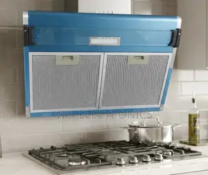 Modern Blue Kitchen Extractor Hood With Dual Mesh Filters