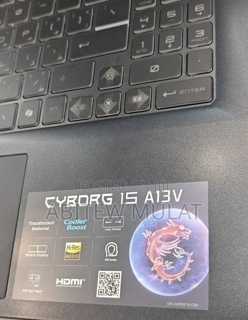 New Laptop MSI Cyborg 15 16GB Intel Core i7 SSD 1T