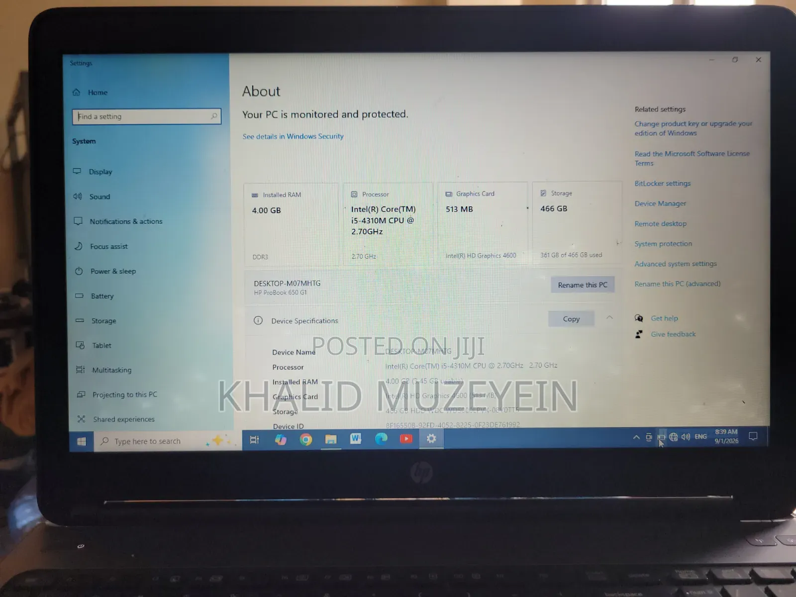Laptop HP 650 G1 4GB Intel Core i5 HDD 500GB