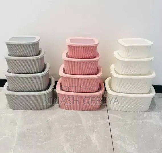 White and Grey Ribbed Kitchen Storage Container Set