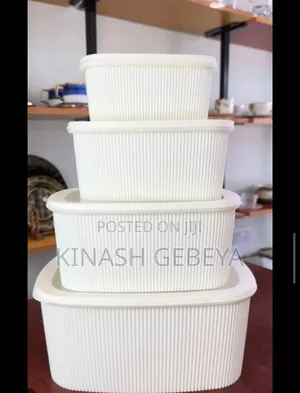 White and Grey Ribbed Kitchen Storage Container Set