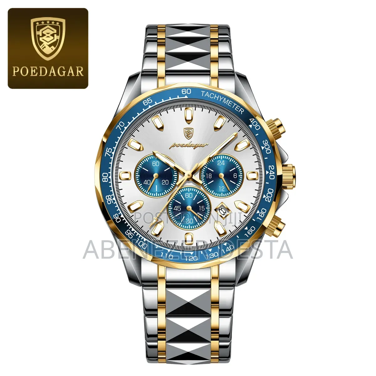 Poedagar 815 Men's Quartz Chronograph Watch With Silver and Gold-Tone