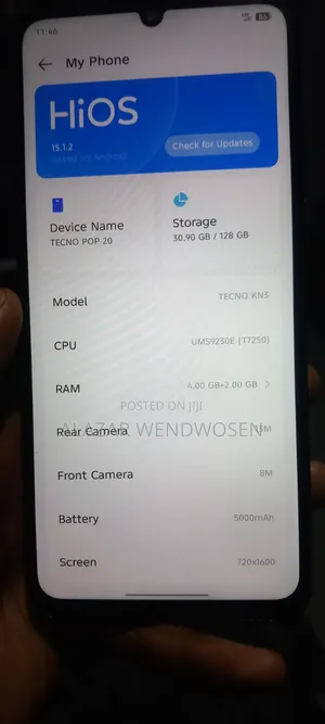 New Tecno Pop 20 128 GB