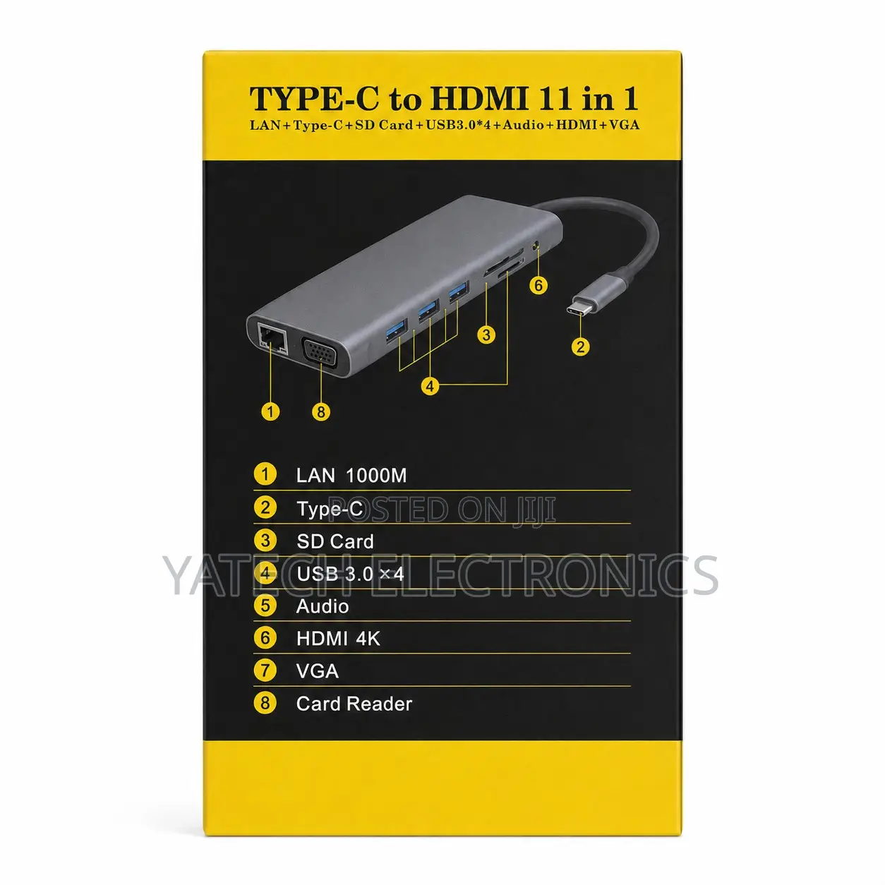 11-in-1 USB-C Hub With 4k Hdmi, Vga, Lan and USB 3.0