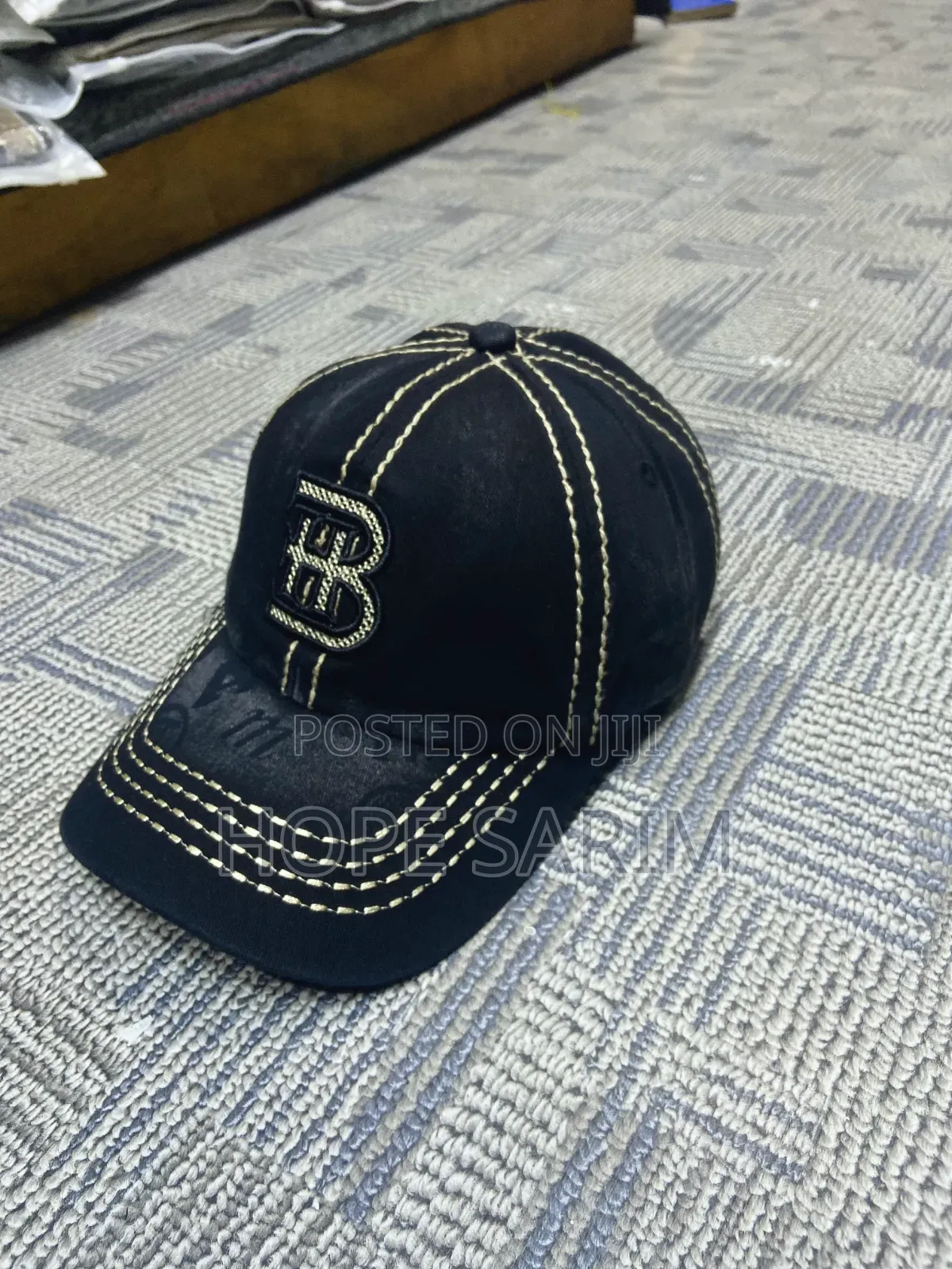 Gold-Stitched Luxury "B" Monogram Cap