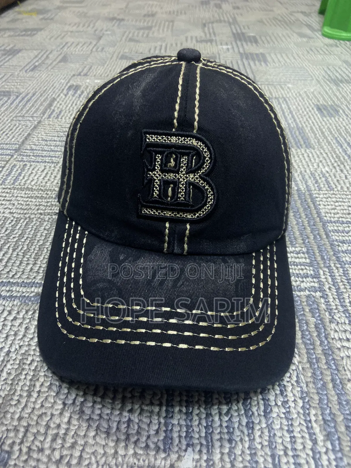 Gold-Stitched Luxury "B" Monogram Cap