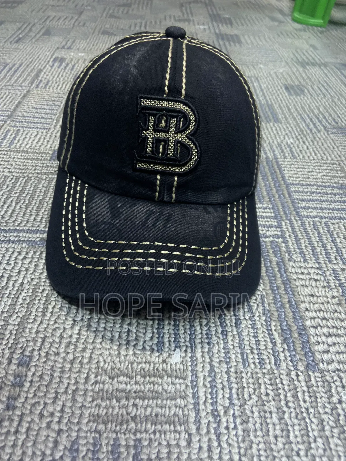 Gold-Stitched Luxury "B" Monogram Cap