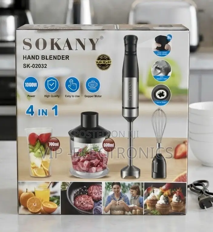 Sokany Hand Blender - 4-in-1 Multi-Function Immersion Blender (1000W)
