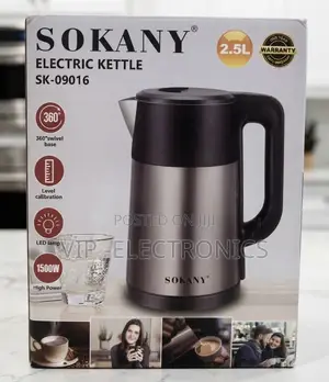 Sokany Electric Kettle Hot Water Boiler 2.5L Stainless Steel (1500W)