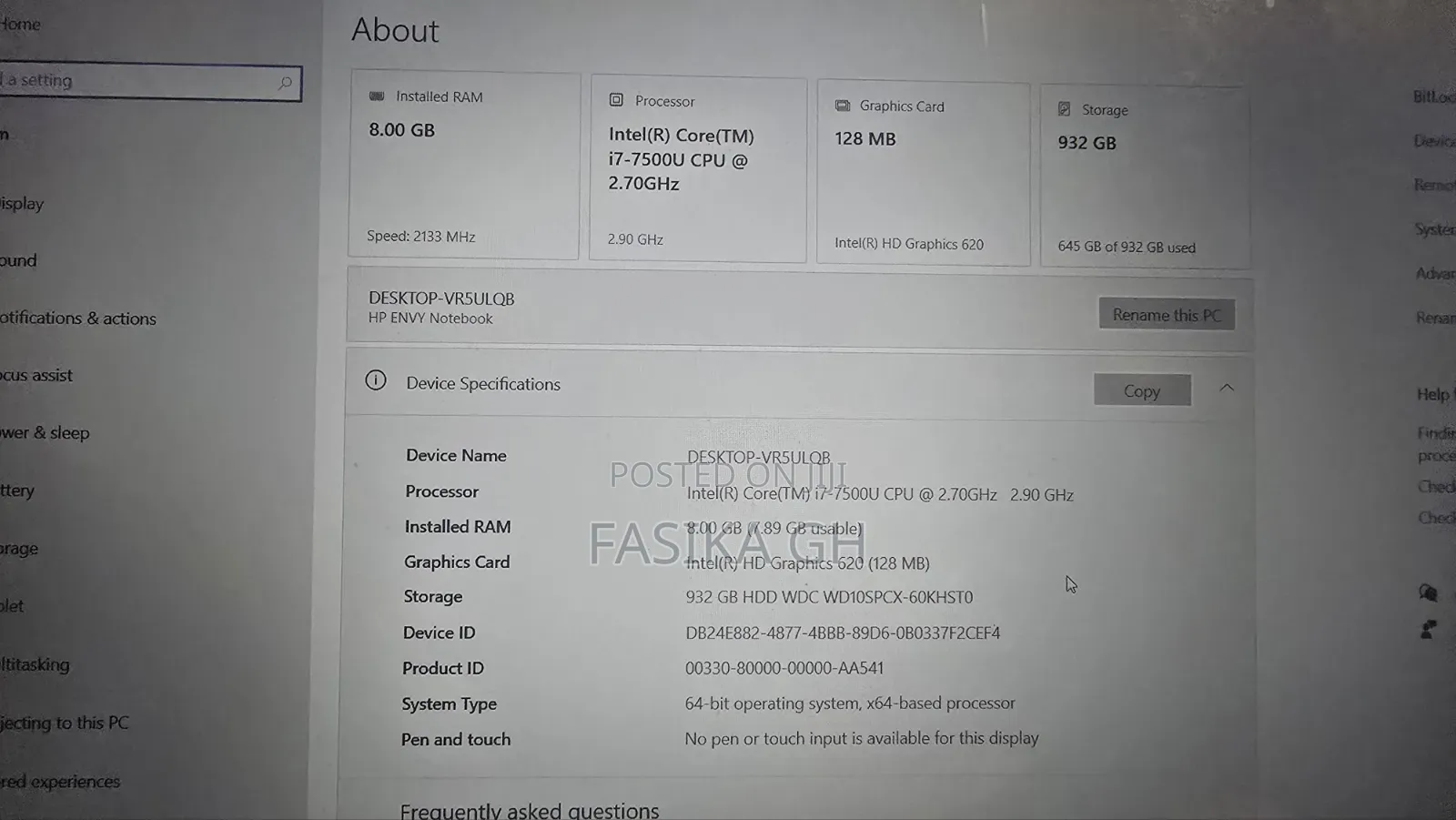 Laptop HP Envy 15 8GB Intel Core i7 HDD 1T