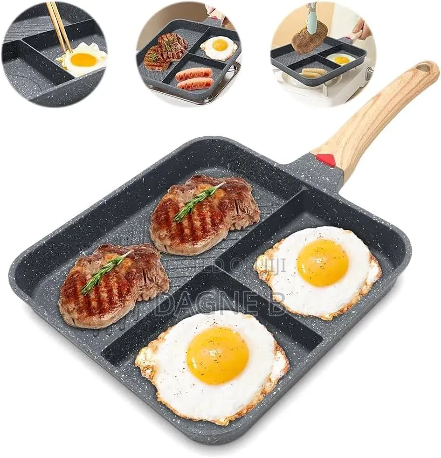 Frypan 3in 1 Nonstick  With Pour Spouts የማይዝ የፓንኬክ መጥበሻ 3 በ 1