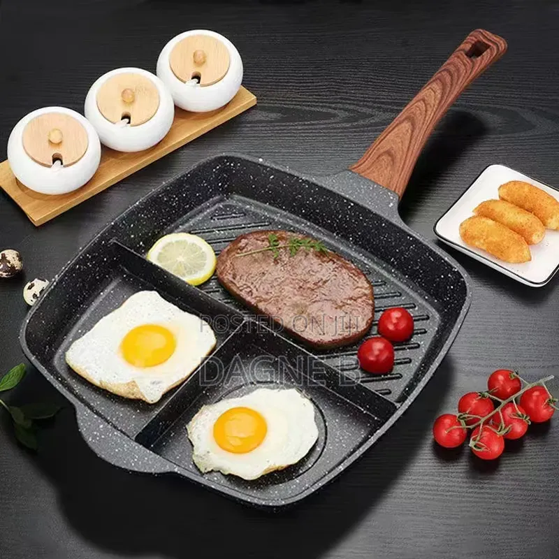 Frypan 3in 1 Nonstick  With Pour Spouts የማይዝ የፓንኬክ መጥበሻ 3 በ 1
