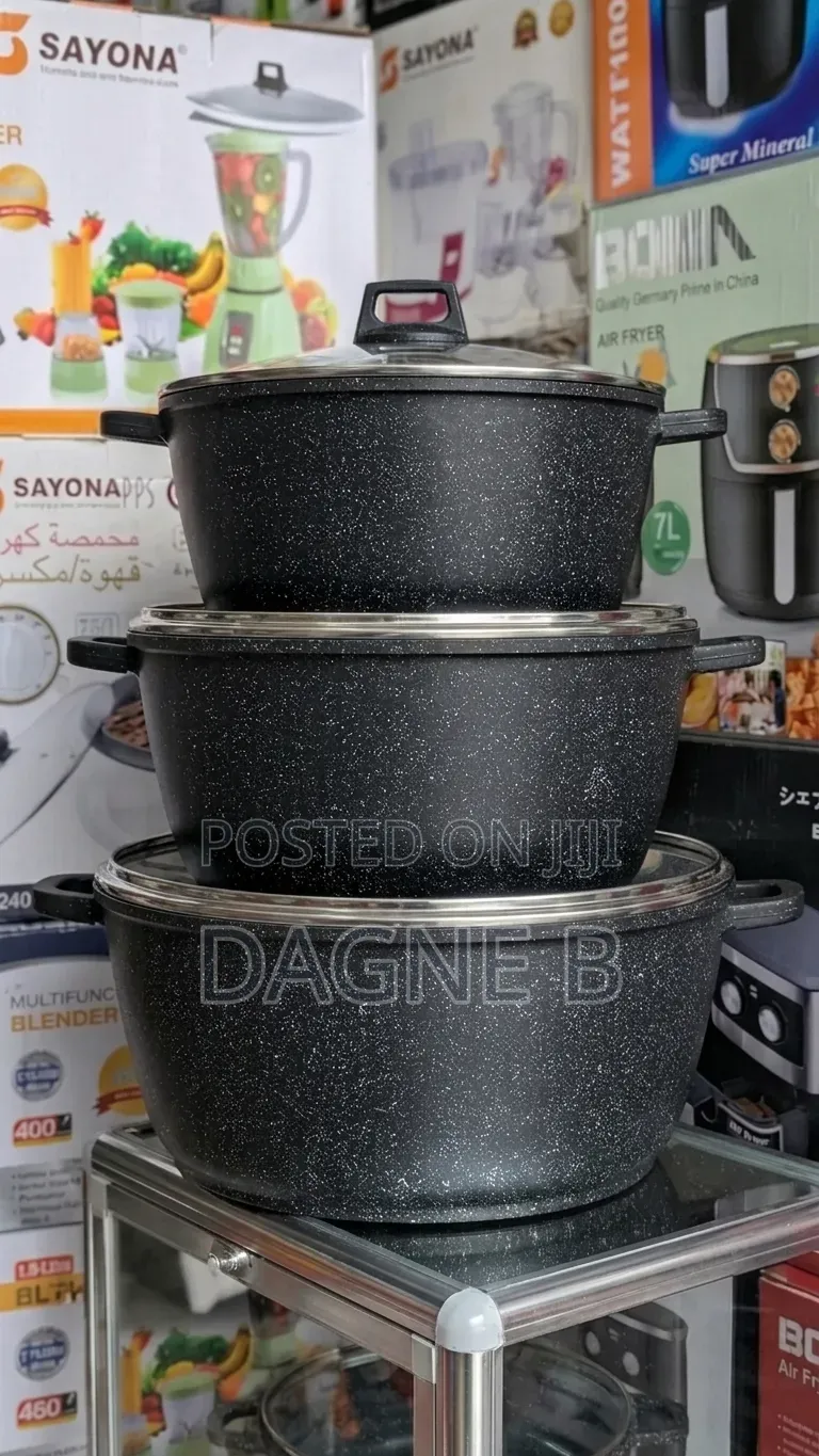 Momcoc Ceramic Cookware ማምኮክ ሴራሚክ ድስት ባለ 3 ደረጃ 
መጠን