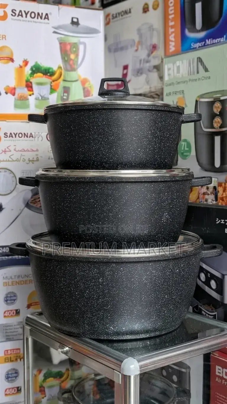 Momcoc Ceramic Cookware ማምኮክ ሴራሚክ ድስት ባለ 3 ደረጃ 
መጠን