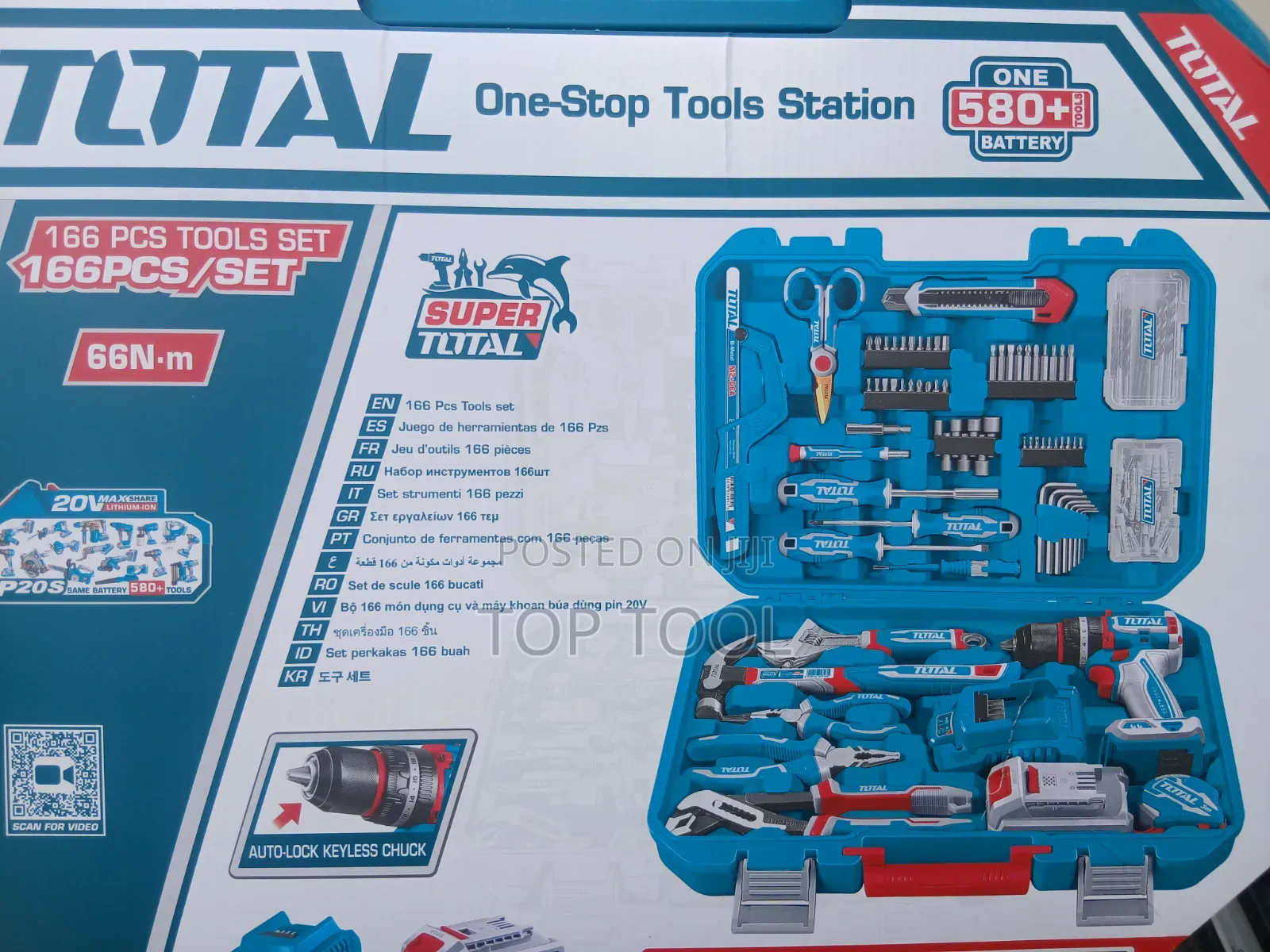 ,Total 166 PCS Tools Set Filled With a Cordless Drill and Hand Tools.