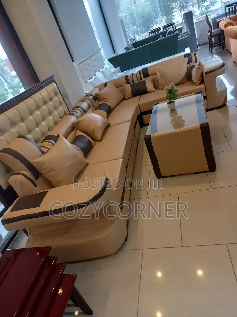 Leather L Shape Sofa With Durability. ሶፋ