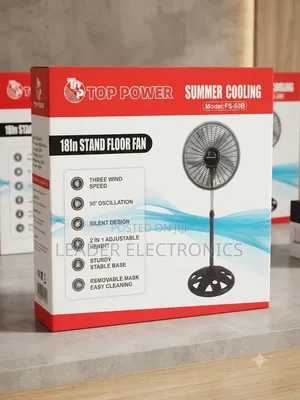 Top Power 18" Stand Floor Fan – Powerful Airflow | Adjustable & Reliab