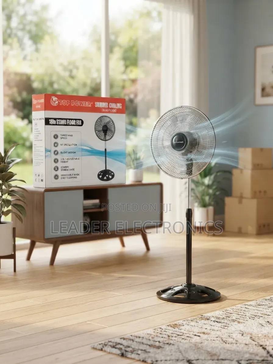 Top Power 18" Stand Floor Fan – Powerful Airflow | Adjustable & Reliab