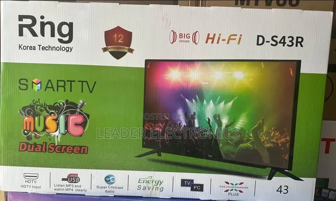 Ring TV 43" Smart Android TV – Double Glass Design | Stylish & Modern
