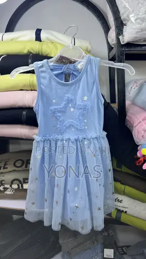 Girls Star Print Sleeveless Tulle Casual Dress
