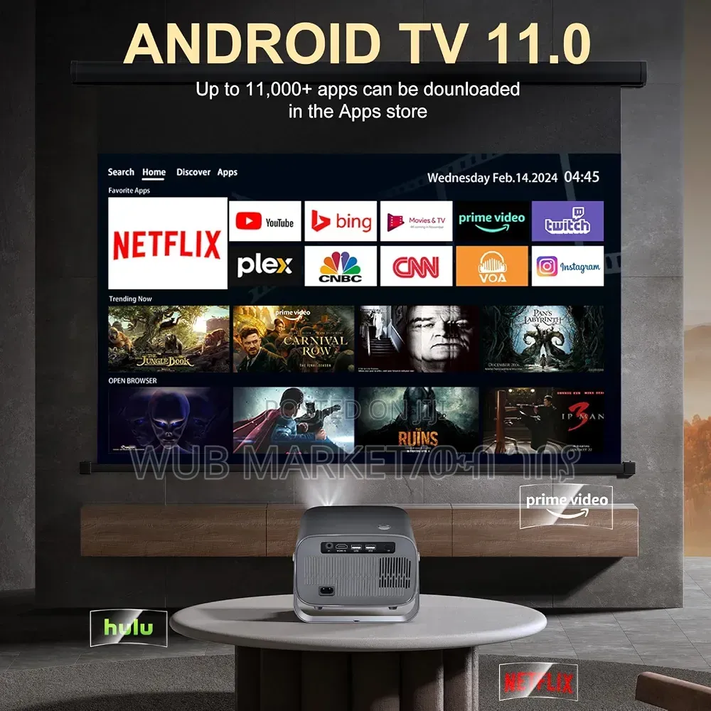 🔥🎬 Geek Space Smart Projector 🔥🎬 4k ስማርት ፕሮጀክተር ከሪሲቨር ጋር የሚገናኝ