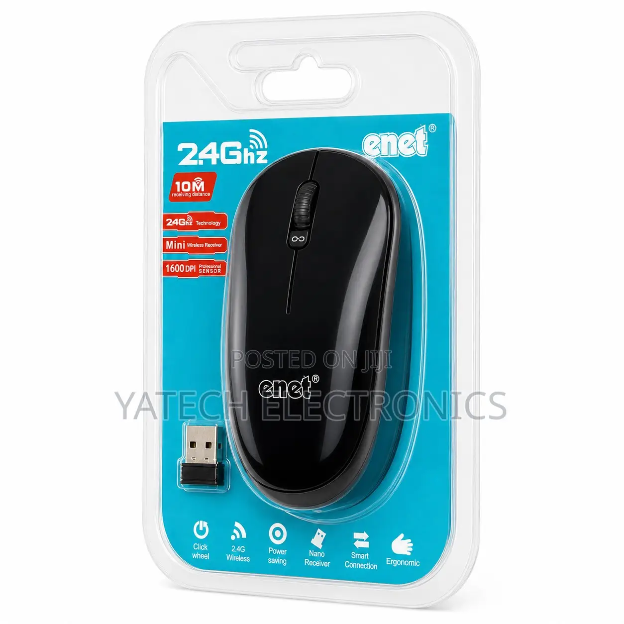 Enet 2.4GHz Wireless Optical Mouse With USB