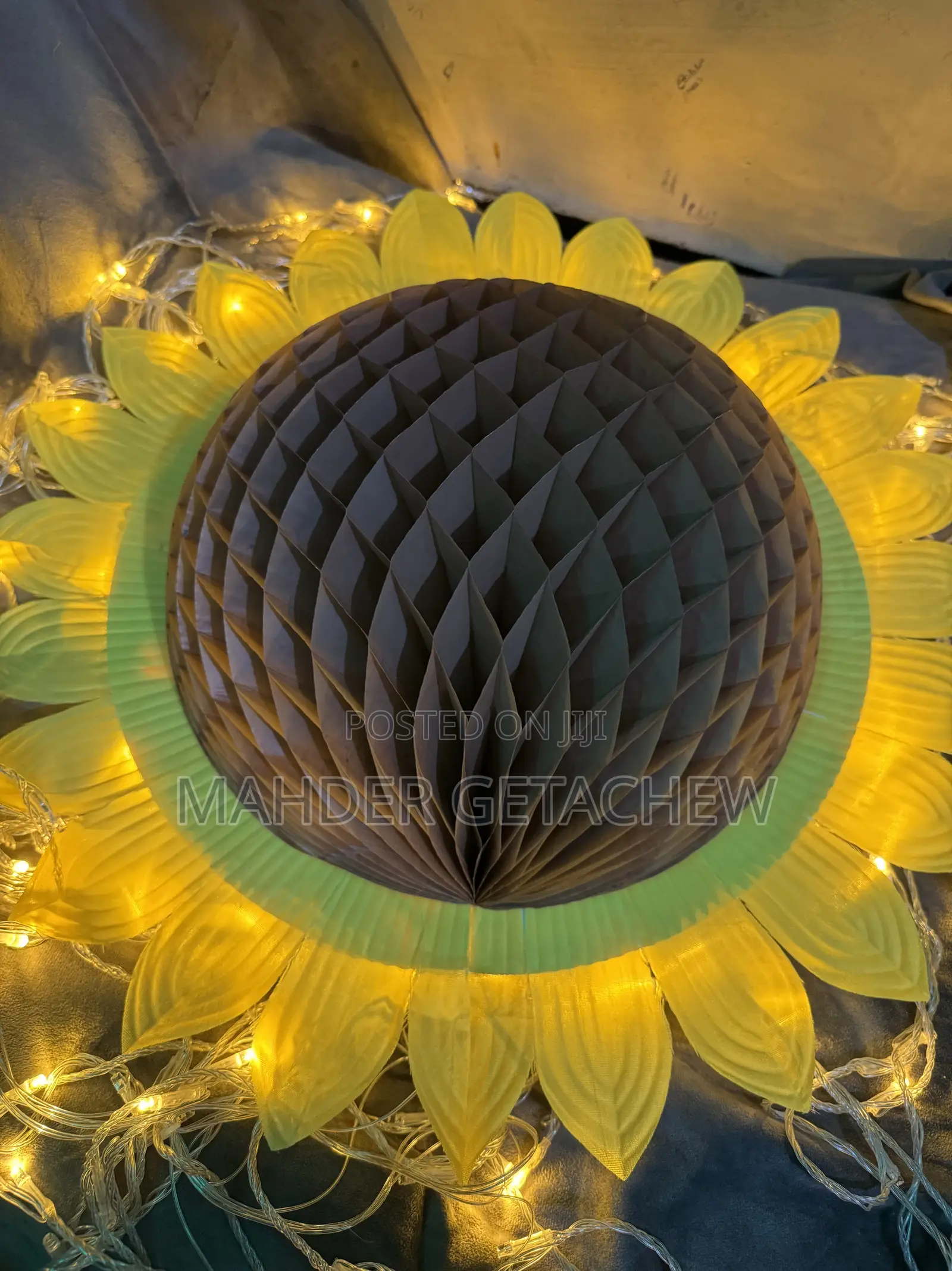 Sunflower Honeycomb New Year Decoration With Fairy Lights