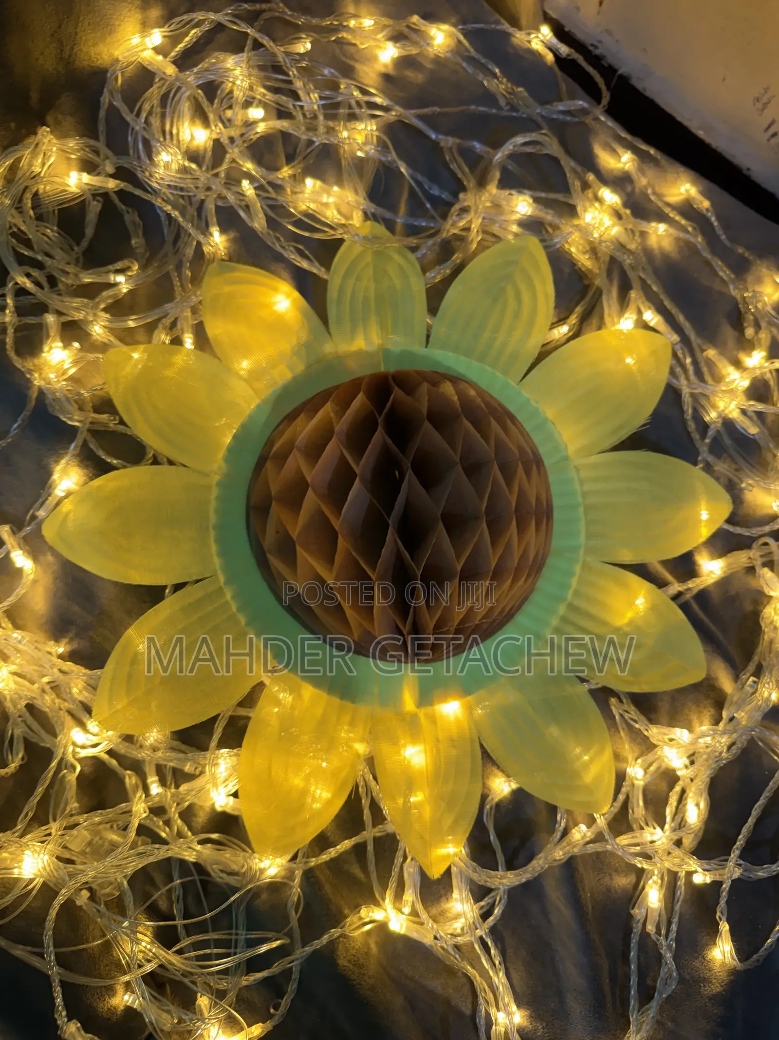 Sunflower Honeycomb New Year Decoration With Fairy Lights