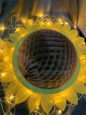 Sunflower Honeycomb New Year Decoration With Fairy Lights