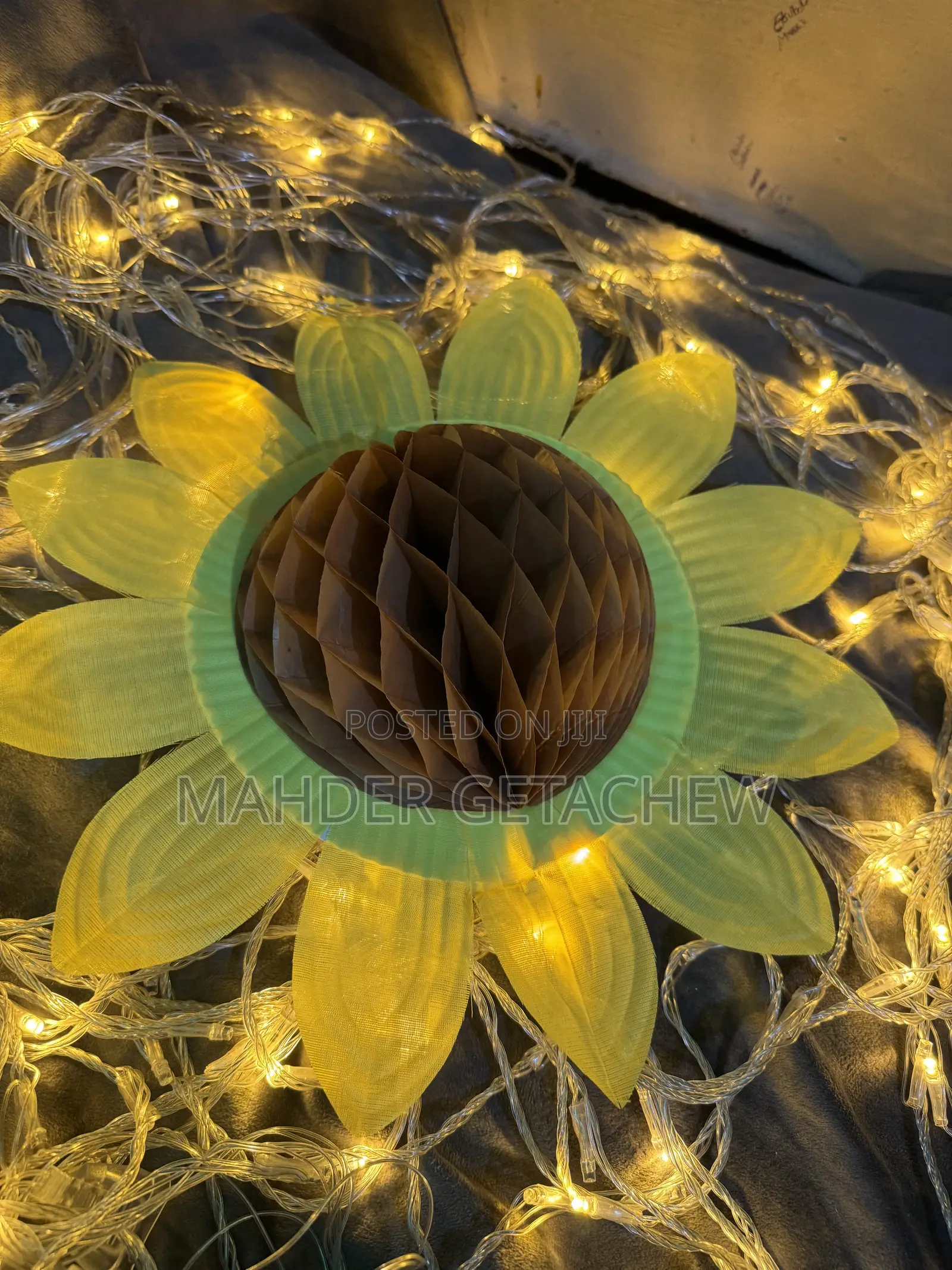 Sunflower Honeycomb New Year Decoration With Fairy Lights