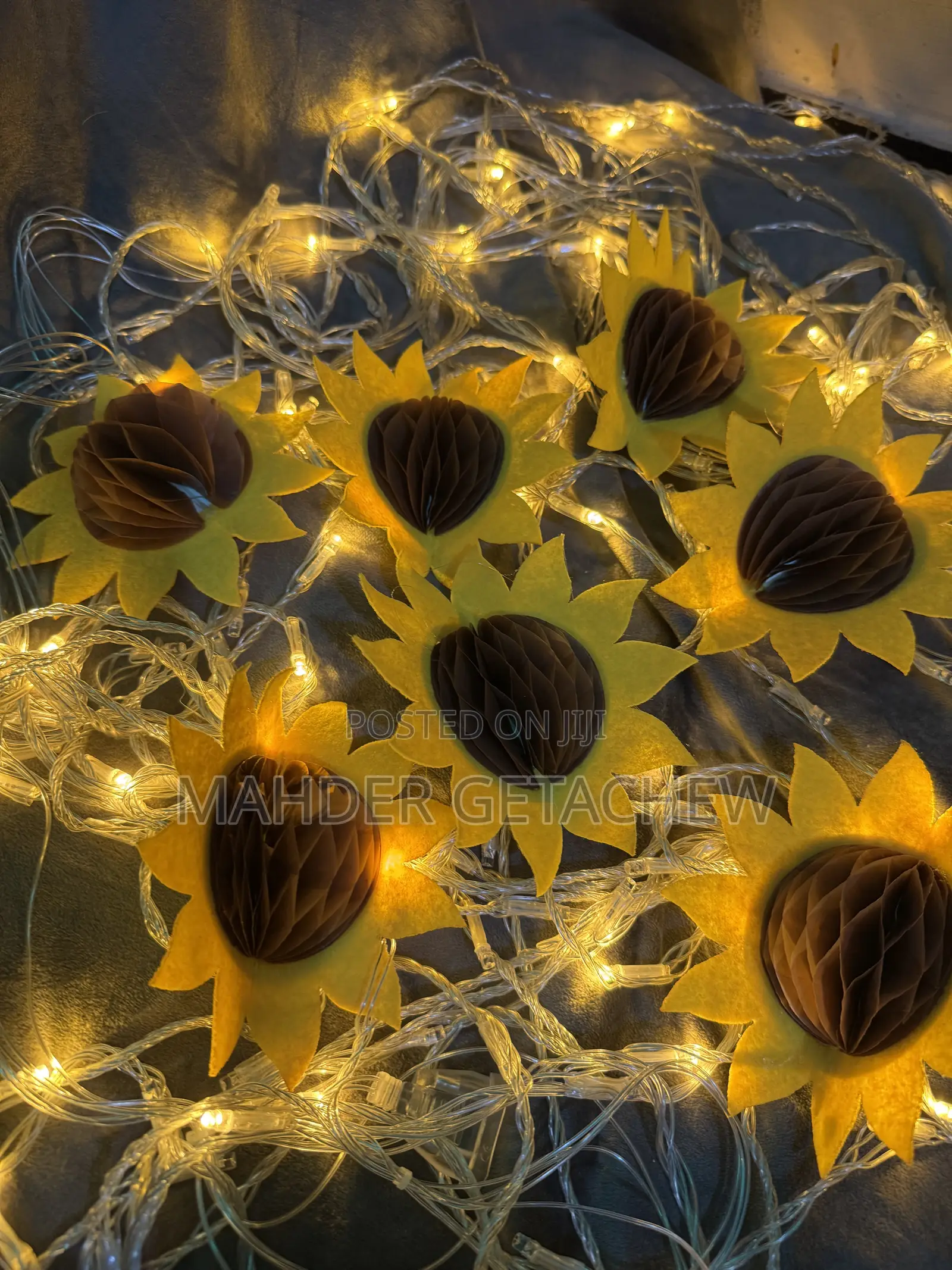 Sunflower Honeycomb New Year Decoration With Fairy Lights