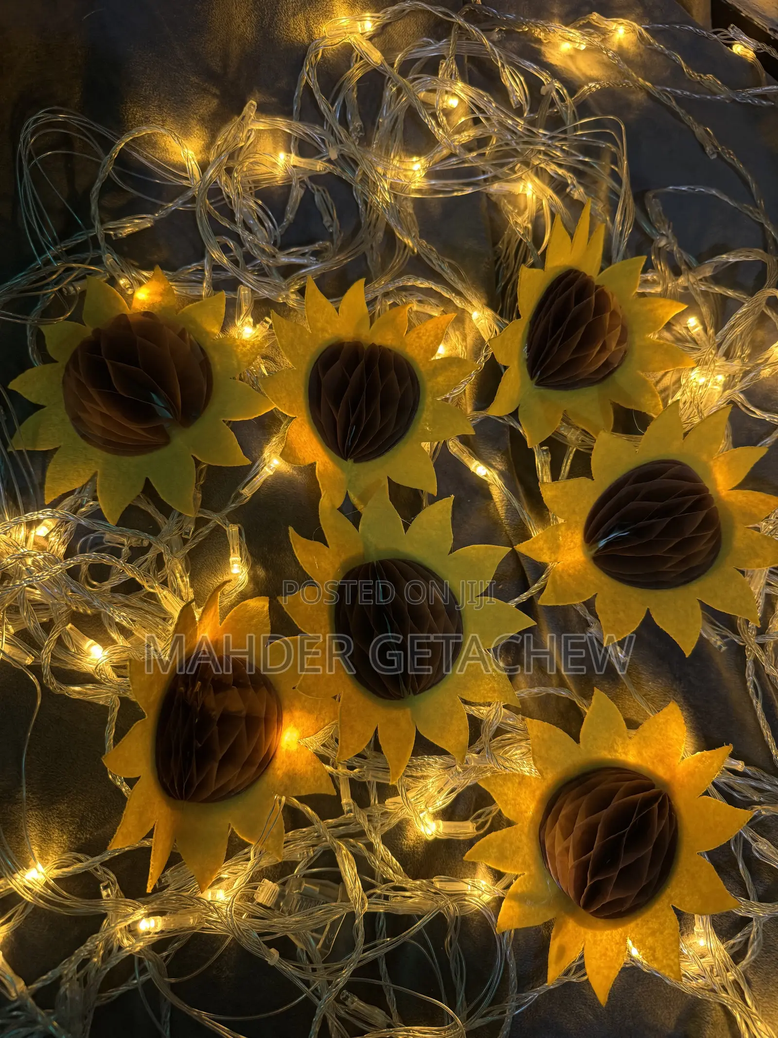 Sunflower Honeycomb New Year Decoration With Fairy Lights