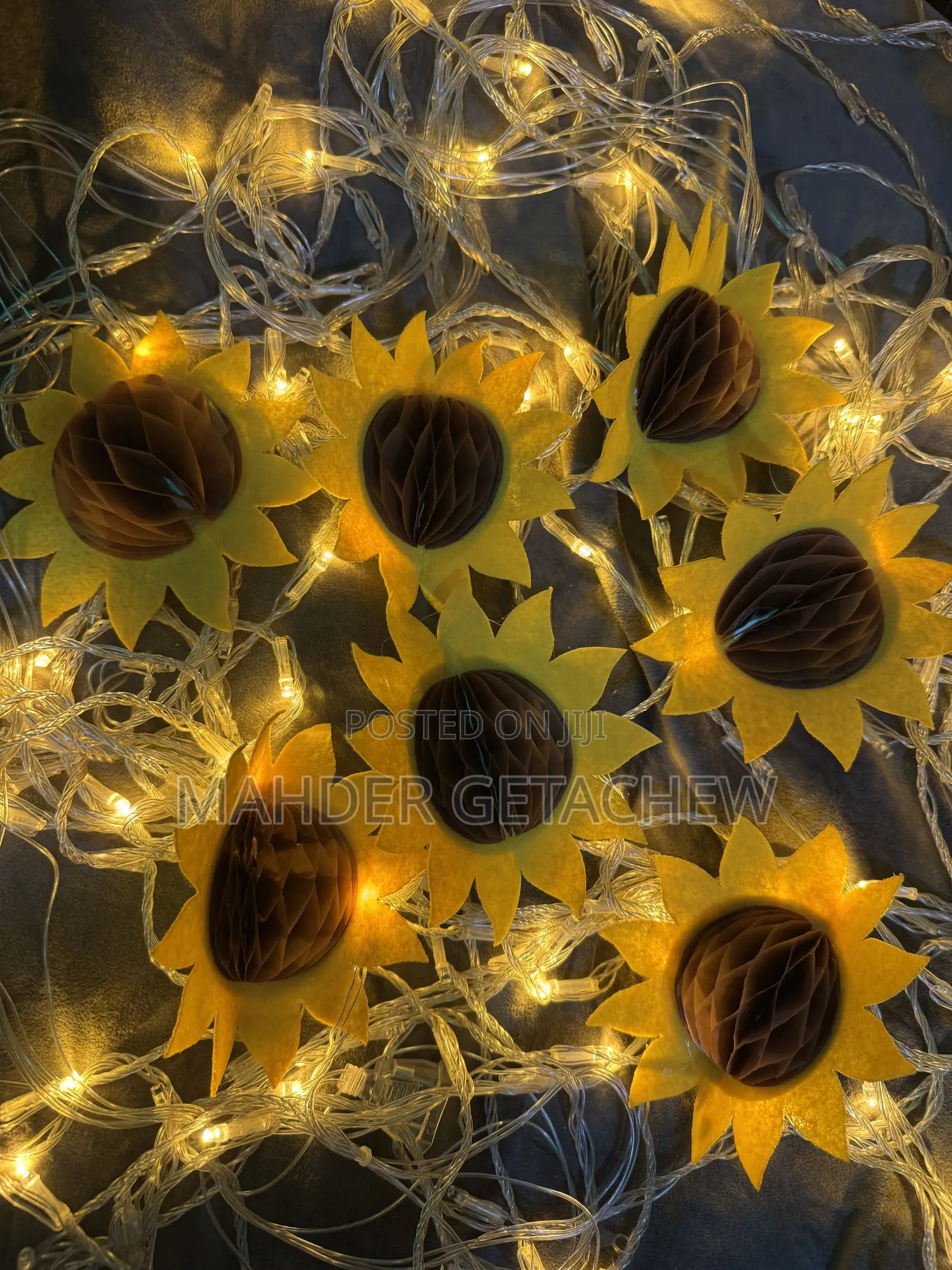 Sunflower Honeycomb New Year Decoration With Fairy Lights