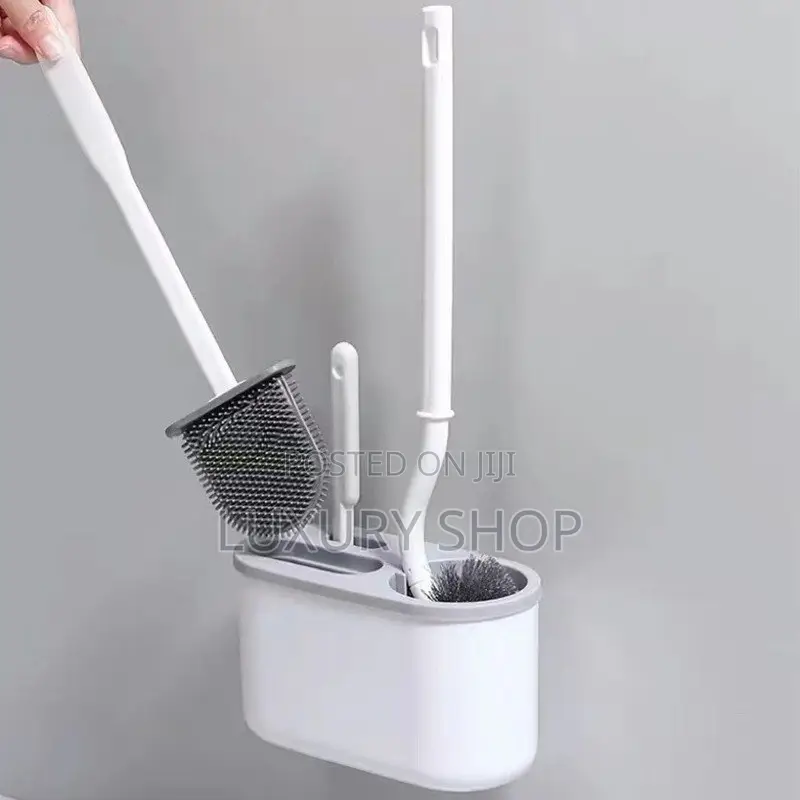 3 in 1 Detachable Handle Toilet Cleaning Brush Set ግድግዳ ላይ መለጠፍ የሚችል