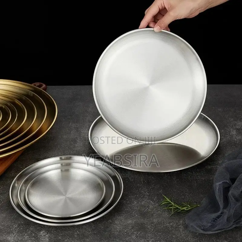 Stainless Steel Gold and Silver Round Plates