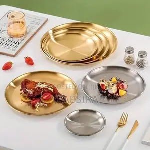 Stainless Steel Gold and Silver Round Plates