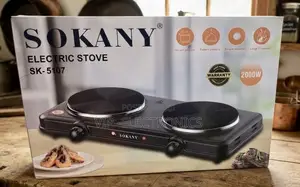 Sokany Ceramic Double Electric Hotplate Stove Portable 2000W Black