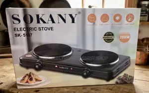 Sokany Ceramic Double Electric Hotplate Stove Portable 2000W Black