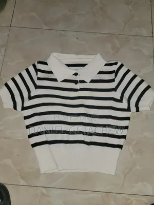 Short-Sleeve, Black-and-White Striped
