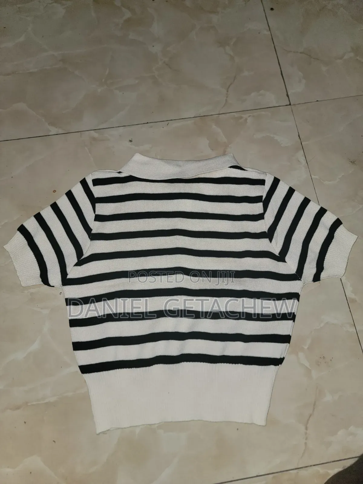 Short-Sleeve, Black-and-White Striped