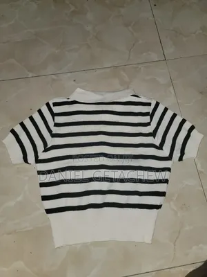 Short-Sleeve, Black-and-White Striped