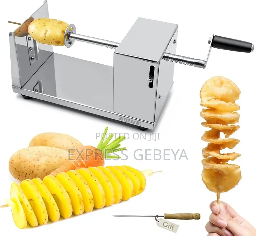 የድንች ስላይሰር ማሽን Spiral Potato Slicer Machine የችብስ