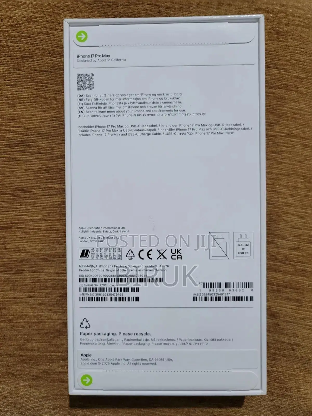 New Apple iPhone 17 Pro Max 256 GB Silver