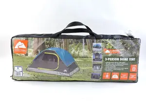 Ozark Trail 3-Person Dome Tent Packed in Its Carry Bag.
