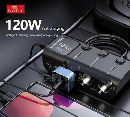 ⚡ Earldom CS4 120W Multi-Port in-Car Charger Splitter 🚗💨
