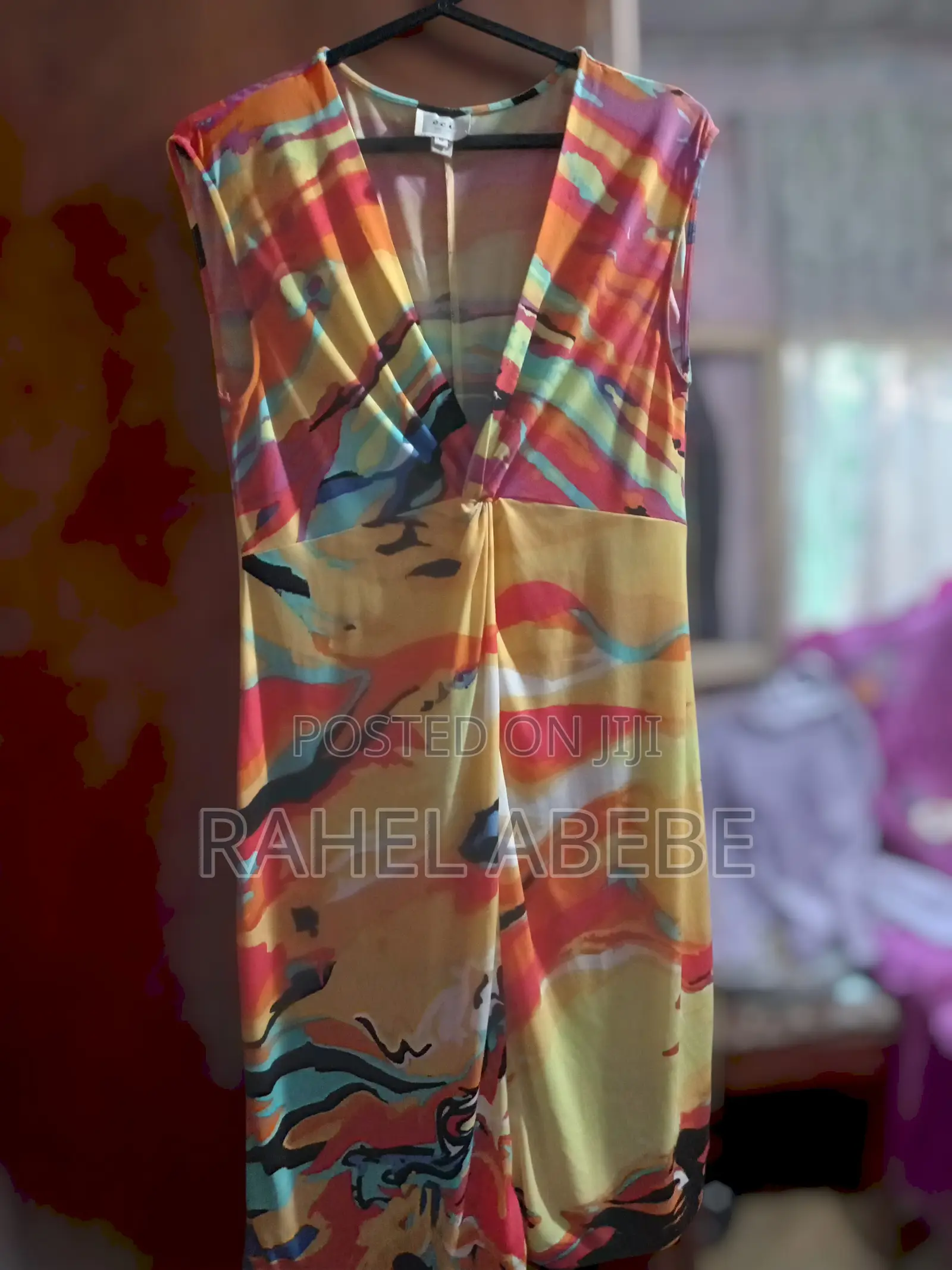 ECI Abstract v-Neck Dress