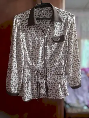 Geometric Print Button-Up Blouse