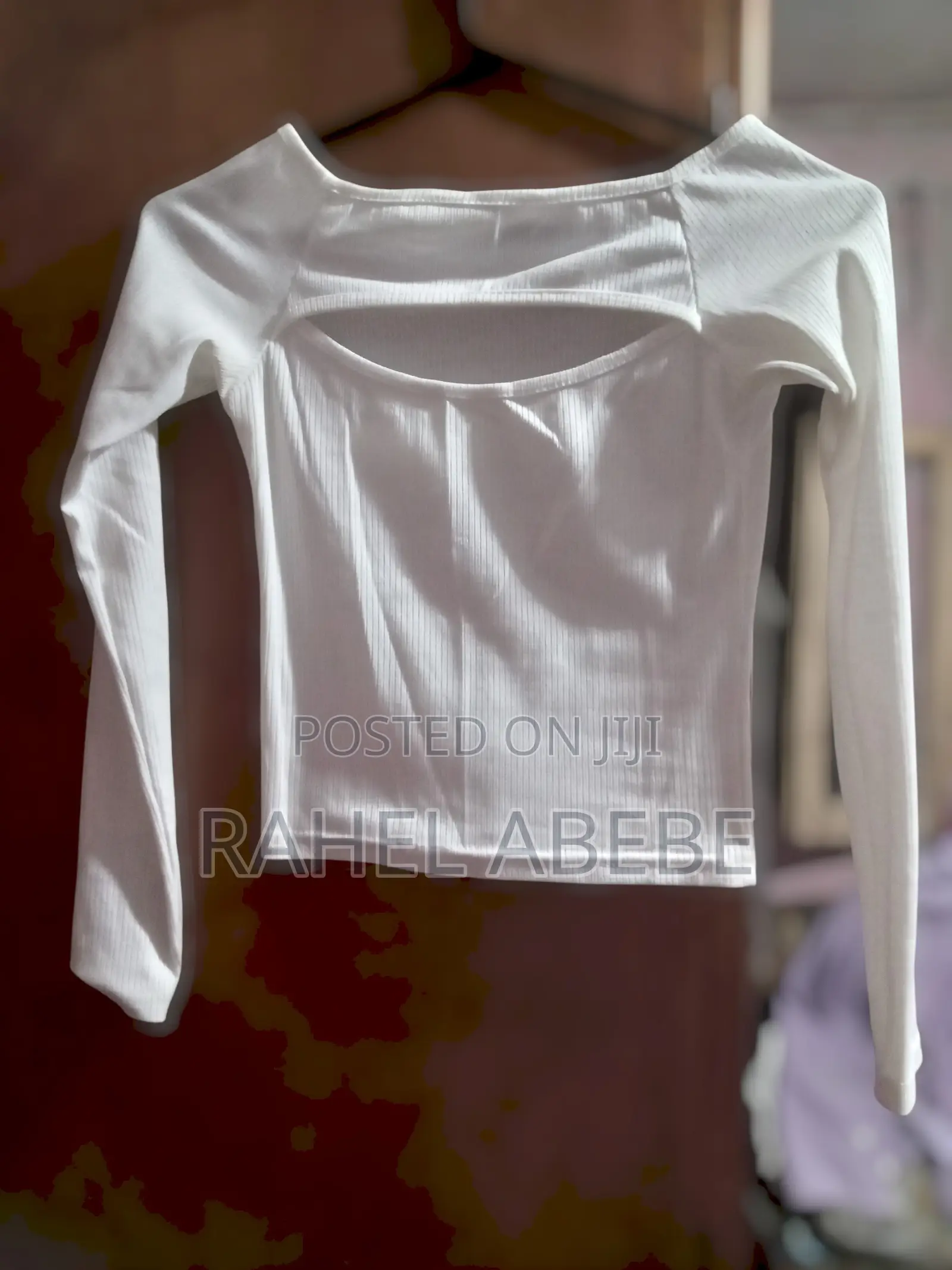 White Cut-Out Front Long-Sleeve Top